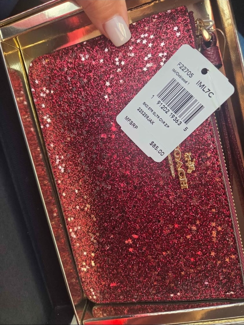 Coach Red Glitter Star Wristlet